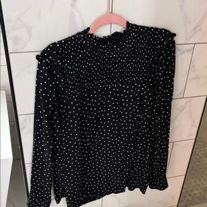 LOFT Black and White Polka Dot Blouse
